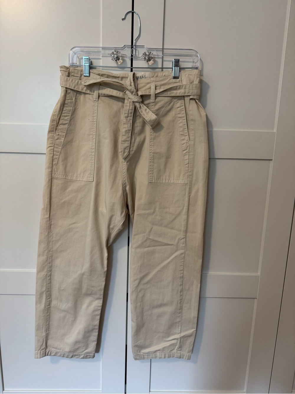 THE GREAT. Women's Tan High-Rise Paperbag Chinos
